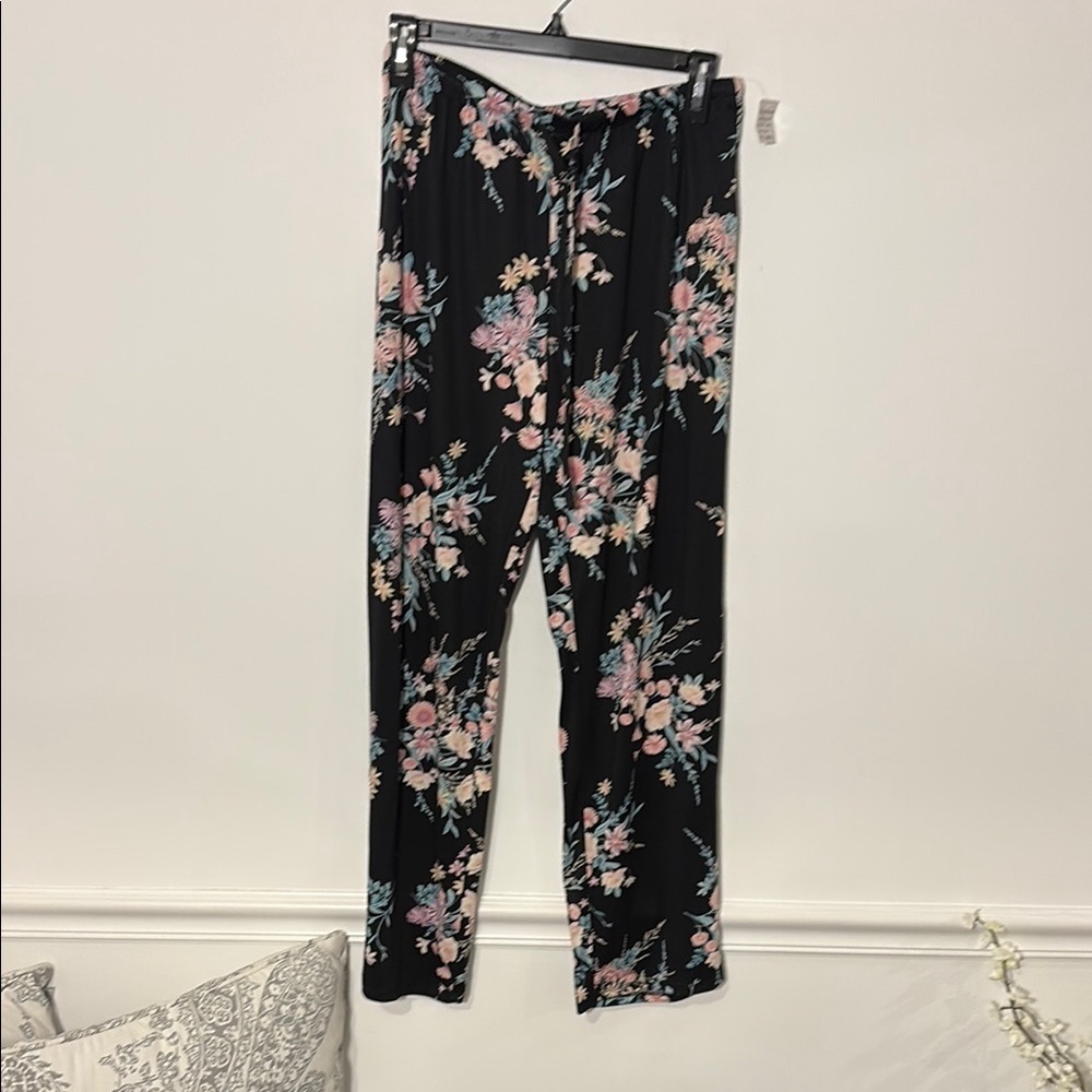 Floral Black Pants